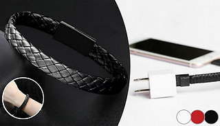 Secret USB Cable Faux Leather Bracelet - 3 Colours & 3 Cable Types