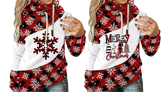 Women's Christmas Plaid High Neck Hoodie - 4 Designs & 5 Sizes