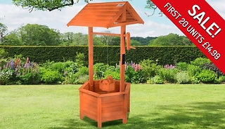 Fir Wood Functional Garden Wishing Well Planter