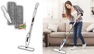 Wet & Dry 360-Swivel Microfiber Spray Mop - With FREE 4-in-1 Scraper & ...