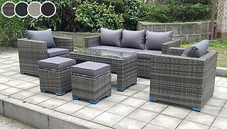 7-Seater Rattan Outdoor Sofa & Table Set - 4 Colours