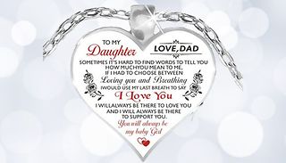 To My Daughter Love Dad Heart Pendant Necklace