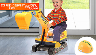 Kids' Ride-On Digger & Hard Hat - With A Tipping Bucket!
