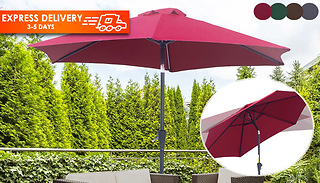 2.7M Crank & Tilt Garden Parasol - 4 Colours