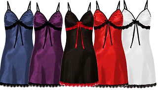 Women's Satin Lace Sling Nighties - 5 Colours & 3 Sizes