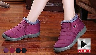 Waterproof Plush Lined Slip-On Ankle Boots - 4 Colours & 5 Sizes