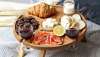 Folding Charcuterie Board Table with Wine Glass Holders