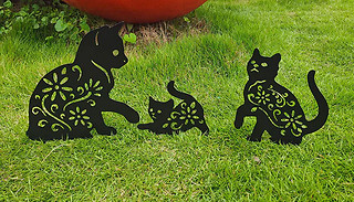 Cat Metal Garden Ornament - 3-Pack