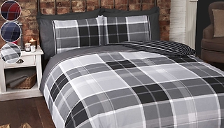 Argyle Tartan Reversible Duvet Set - 3 Colours & 3 Sizes