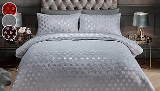 Teddy Foil-Heart Duvet Set - 2 Sizes & 3 Colours