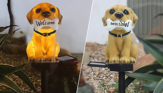 1, 2 or 4 Cute Welcome Resin Dog Solar Garden Light