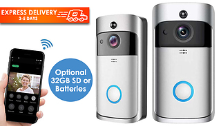 Smart Wi-Fi Intercom Doorbell Camera & Optional SD Card or Batteries