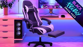 Reclining Swivel Gaming Chair With Foot Rest & Massager- 4 Colours