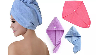 1, 2 or 4 Microfibre Hair Towel Wraps - 5 Colours