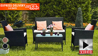 4-Piece Rattan Garden Set with Cushions - 2 Colours & Optional Cover