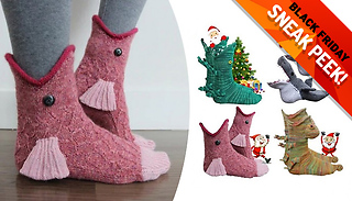 1 or 4 Pairs of Novelty Animal Knitted Socks - 4 Designs