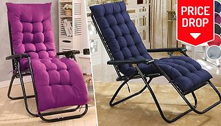 Sun Lounger Cushion Pad for Garden Recliner Chair - 5 Colours