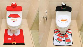 Christmas Festive Toilet Cover Set - 4 Styles