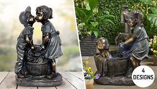 Mini Bronze Boy & Girl Garden Ornament - 4 Designs