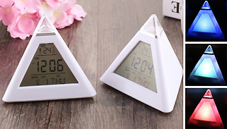 Colour Changing LED Digital Pyramid Alarm Clock