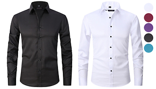 Men's Smart Long-Sleeve Stretch Shirt - 5 Colours & 7 Sizes