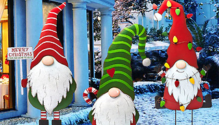 Merry Christmas Metal Garden Gnome Sign - 3 Designs
