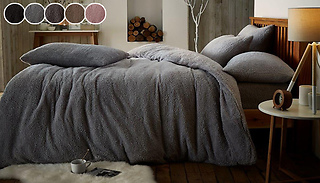 Teddy Fleece Duvet Cover with Optional Fitted Sheet - 4 Colours