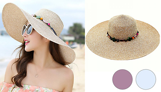 Women's Wide Foldable Straw Sun Hat - 4 Colours