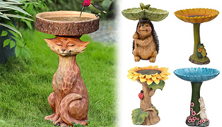 Fairy Garden Wood-Effect Bird Bath Ornament - 5 Designs