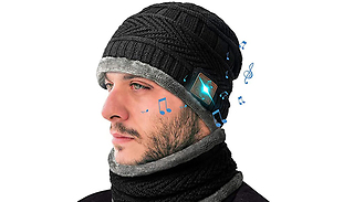 2-Piece Wireless Bluetooth Musical Knitted Hat & Neck Scarf 