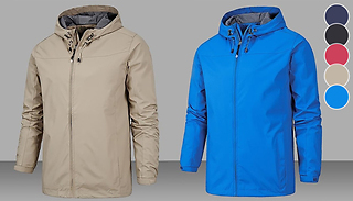 Men's Zip-Up Waterproof Hooded Outdoor Jacket - 5 Colours & 7 Sizes