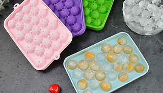 25 Mould Ice Cube Silicone Freezer Trays - 4 Colours