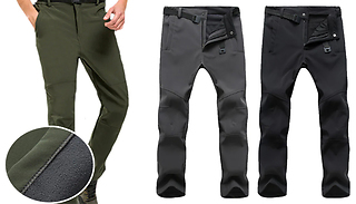 Men's Water-Resistant Fleece-Lined Outdoor Trousers - 5 Sizes & 3 Colo ...