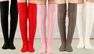 Long Winter Knitted Over Knee Stockings - 6 Colours