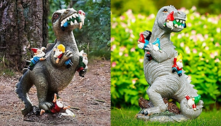 Dinosaur Eating Gnomes Garden Figure - 2 Styles & 2 Sizes!