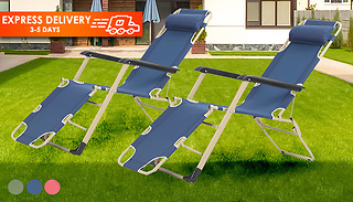 2 x Zero-Gravity Reclining Sun Loungers - 3 Colours