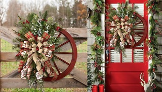 Wooden Christmas Wheel Door Decoration - 2 Sizes