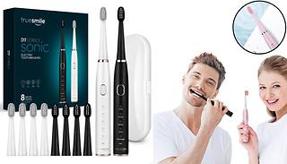 True Smile USB Rechargeable Electric Toothbrush - 4 or 8 Heads, 5 Mode ...