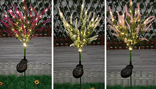 1 or 2x Solar-Powered Lavender LED Outdoor Lights - 5 Colours