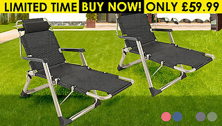 2 x Zero-Gravity Reclining Sun Loungers - 4 Colours