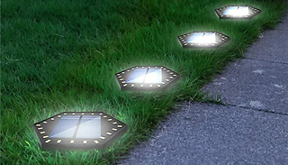 Solar Powered Hexagonal Garden Ground Lights - 1-6 Lights