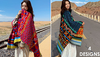 Spun Wool Boho Poncho Cape Wrap - 4 Designs