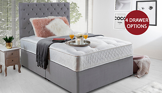 Grey Suede Chesterfield Divan Bed With Memory Foam Mattress - 6 Sizes ...