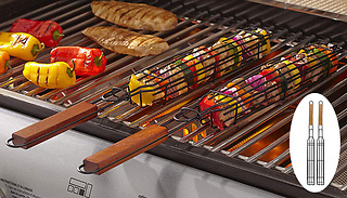 1 or 3 Handheld Barbecue Skewer Net Baskets