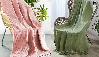 100% Cotton Waffle Knit Throw Blanket - 5 Colours & 3 Sizes