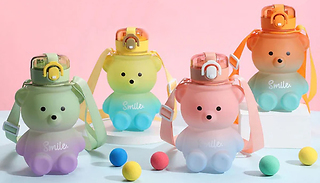 Cute Animal Bear Plastic Water Bottle With A Straw - 4 Colours