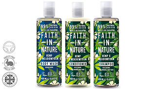 Set of 3 Faith in Nature 400ml Hemp & Meadowfoam Shower Gels