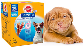 105x Mega Pack Pedigree Dentastix Daily Dental Sticks - 3 Sizes
