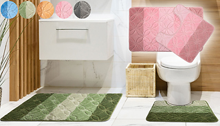 Petal Design Non-Slip Bath & Pedestal Mat Set - 6 Colours