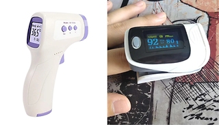 Fingertip Oximeter & Pulse Rate Monitor or Non-Contact Thermometer
